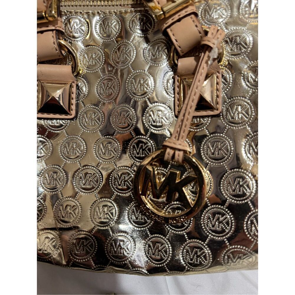 Mk michael Kors gold patent leather signature jet set mini hand bag purse bag - Picture 2 of 10